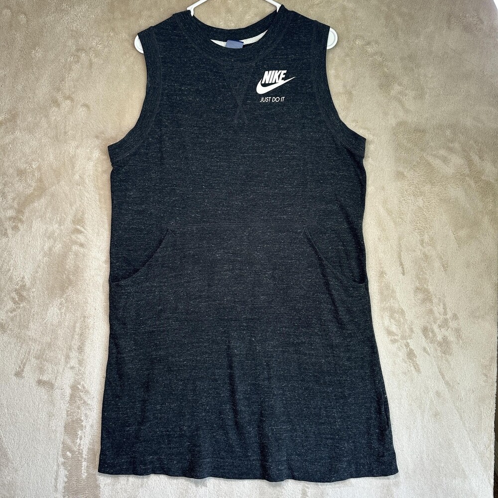 Nike Shirt Womens XL Black Sleeveless Just Do It Tunic Pocket Tank Heather